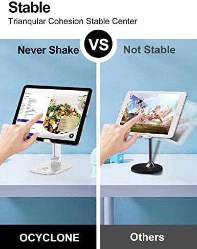עמדת טלפון סלולרי של Ocyclone, גובה זווית מתכווננת עמדת אייפון לשולחן העבודה, מחזיק טלפון סלולרי מתקפל iPad Tablet Stand תואם 4 -12.9