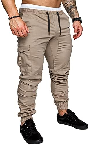 מכנסי מטען אופנה של JMierr - מכנסי מטען כותנה מחודדת מזדמנים ריצוף ריצות ספורטיבי מכנסי טרנינג עם 6 כיסים