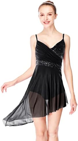 אלילידור נשים ליריות שמלת בלט מודרנית לירית חולצה חצאית בגד גוף א -סימטרי תלבושת טול