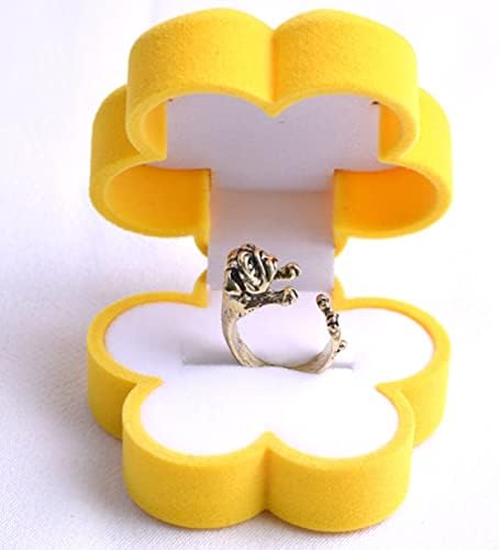 אבאודם טבעת תכשיטי תיבת 2 יחידות קריקטורה שמש פרח צורת טבעת תיבת יצירתי תכשיטי אחסון מקרה נייד אחסון תיבת עבור בנות נשים טבעת ארגונית