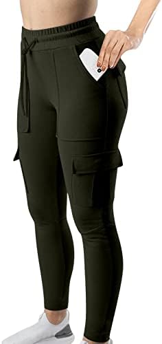 HCJKDU מכנסי שמלת נשים עבודות אופנה ספורט ספורט מותניים אלסטי מיתרים צד צד רזה כושר טייסטים חותלות למכנסיים