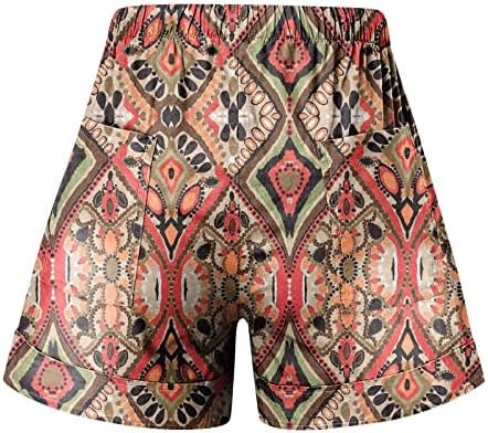 מכנסיים קצרים של Zlovhe Khaki נשים, סווטשירט מערבי לנשים שרוך מותניים גבוהים מעלה מכנסיים מזדמנים מודפסים רופפים