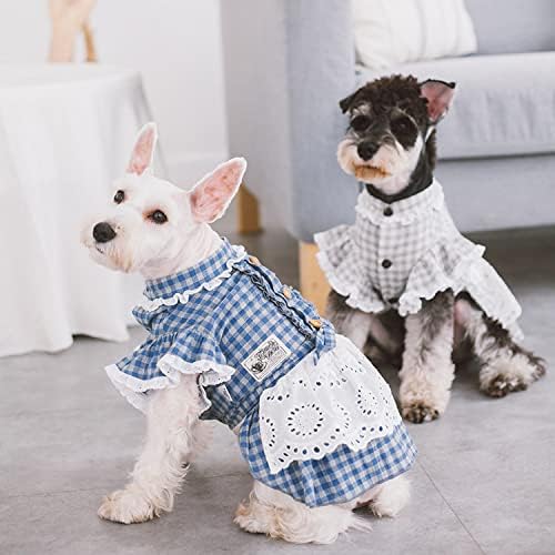שמלת כלבים אופנה קלאסית 'אני אוהבת את פוצ'י' - שמלת חיות מחמד מעצבת רטרו הכוללת קשרים מבוטאים ופרטים פרועים - בגדי כלבים לכלבים קטנים