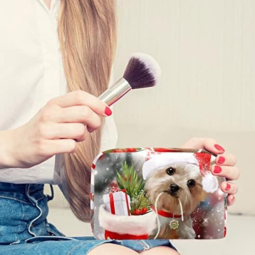תיק קוסמטי של TbouoBt לנשים, תיקי איפור מרווחים מרווחים לטיולי טיול מתנה, כלב מקסים לחג המולד