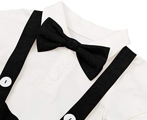 תינוק בני פורמליות חליפת אדון עניבת פרפר רומפר כתפיות מכנסיים קצרים חתונה טוקסידו תלבושת עוגת לרסק הטבלה בגדים