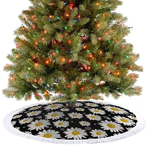חינניות לבנות מעגלים עץ חג המולד מחצלת חצאית עץ עץ עץ עם גדילים לקישוט חג המולד של מסיבת חג 48 x48