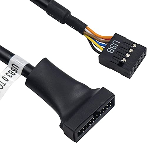מכס WAGGS USB 3.0 כותרת ל- USB 2.0, 19 סיכות זכר עד 9 סיכה מתאם כבלים של לוח האם הנשי ממיר 6 אינץ '/15 סמ