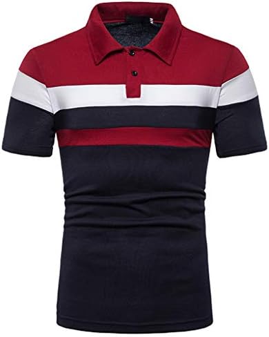 חולצות גולף של HDDK Mens חולצות צבע בלוק טלאים צווארון צווארון שרוול קצר טניס חולצה סקר