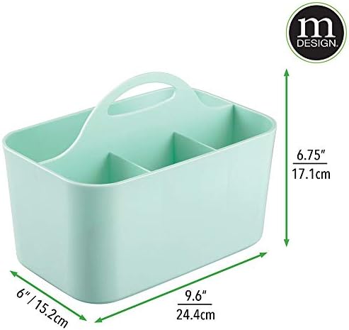 MDESIGN משולבת 2 חלקים - פח אשפה פלסטיק וקאדי אמבטיה - לחדר אמבטיה - חנות וארגון אמבטיה - סל סל מחולק עם ידית לחדר אמבטיה - סט של 2 -