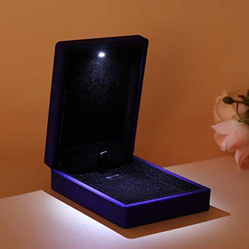 קופסא מתנת תכשיטי תכשיטים הוביל מקרה תכשיטי עגילי תליון תיבת מקרה עם אור עד יום הולדת יום נישואים חתונה אירוסין מתנת שרשרת אריזת מתנה