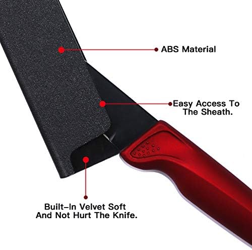 שומרי קצה סכינים אוניברסליים עם 5 חלקים עם קטיפה הם עמידים יותר, ללא BPA, עדינים על הלהבים שלך, וארוכת טווח. כיסויי סכין שף עמידים בפני