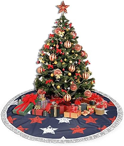 חצאית עץ חג המולד חצאית עץ הכוכבים הפטריוטי האמריקאית עם קישוטי עץ חג המולד מסיבת חג עץ חג המולד-36 אינץ '