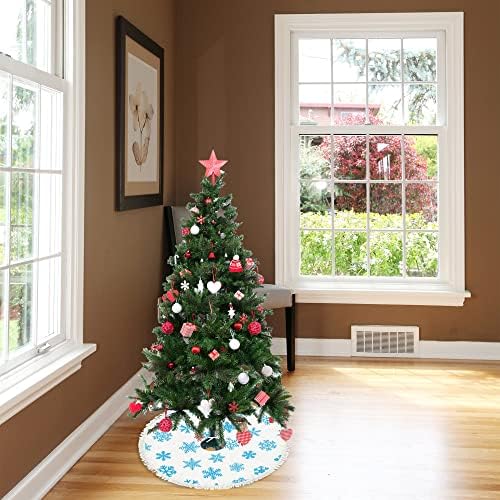 חצאית עץ חג המולד בגודל 48 אינץ 'חג המולד כחול בהיר פתיתי שלג עץ גדול חצאית מחצלת חווה חווה חווה חג המולד מחצלת עץ לעיצוב בית חיצוני מקורה
