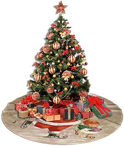 LVESHOP חג המולד מקסים סנטה קלאוס חצאית עץ חג המולד יוקרה עגול מקורה מחצלת חיצונית כפרי חג המולד קישוטי עץ עץ ≠ 30 /36 /48 שלושה גדלים）