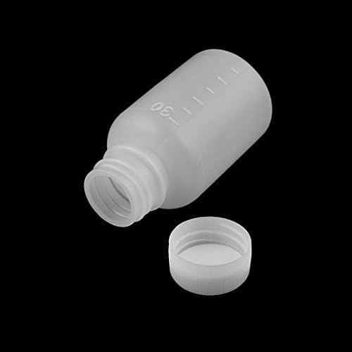 AEXIT 30 מל מדידת פלסטיק כלים ומאזניים מדגם בקבוק פה קטן מדגם איטום כוסות תרופות בקבוק לבן