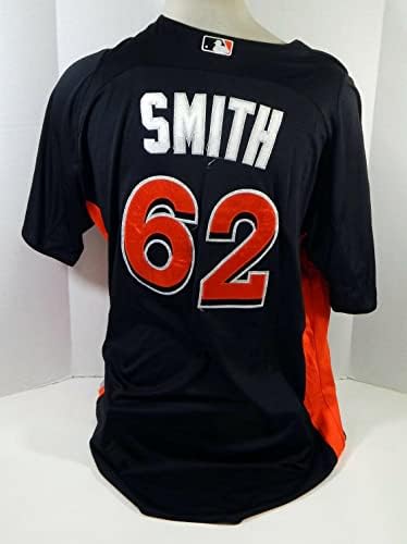2012-13 מיאמי מרלינס סמית ' 62 משחק נעשה שימוש בג'רזי שחור ST BP 50 DP18401 - משחק משומש גופיות MLB