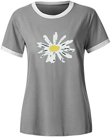 מודפס חולצות קיץ 2023 רופף בכושר קצר שרוול טרנדי מקרית חולצות לנשים לנשימה כיכר צוואר