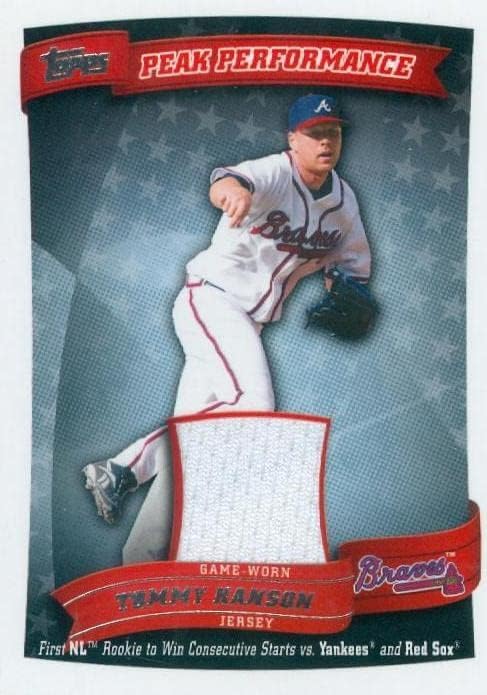 שחקן טומי הנסון Welced Jersey Patch Card Baseball Card 2010 Topps Peake Performance PPR -THA - משחק MLB משומש