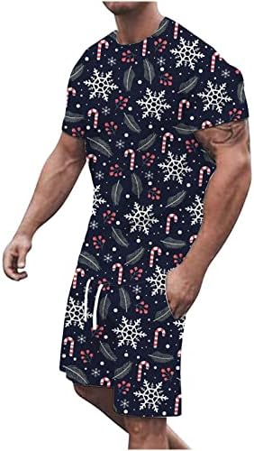 חולצת טריקת גברים חג המולד מזדמן תלת מימד הדפס צוואר עגול חולצות שרוול קצר