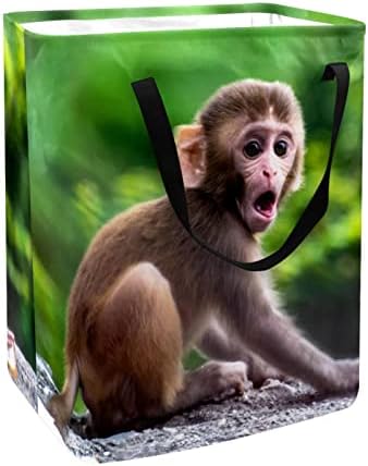 DJROW BIONDRY BIN קוף חמוד חיה לתינוק חיה קיבולת גדולה בגדים מתקפלים פוגע עם ידיות סל אחסון לשמיכות צעצועי בגדים