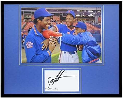 Dwight Gooden חתום מסגר 11x14 תצוגת צילום JSA W/Tyson + תות - תמונות MLB עם חתימה