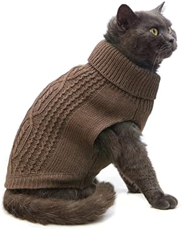 סוודר חתול של ג'נקון גולף גולף גולש גלי גזים סרוגים עם שרוולים חסרי שרוולים חמים תלבושות בגדי חתלתול חורפים לחתולים או לכלבים קטנים בעונה