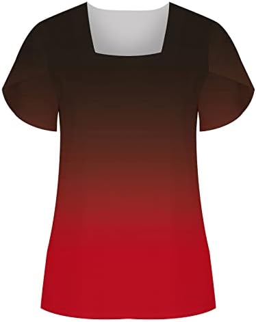 צבע אחיד לנשים עליון משקל קל משקל מרובע שרוול קצר חולצה חולצה רופפת חולצות התאמה בקיץ צמרות פשוטות
