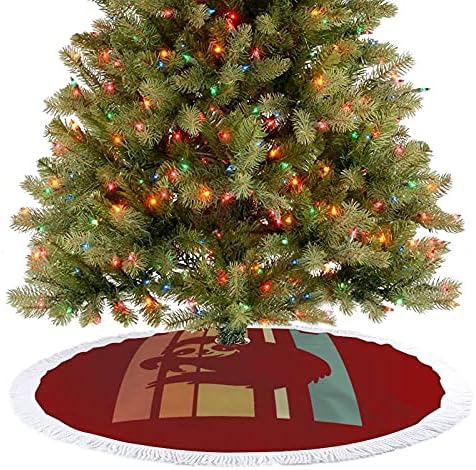 מחצלת חצאיות עץ חג המולד של עצלני וינטג 'עם קישוטים למסיבות חג לחוות ליל כל הקדושים 48 x48