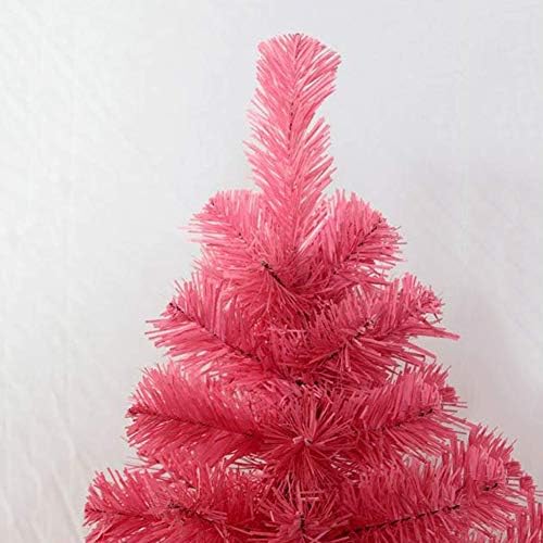 עץ חג המולד המלאכותי המיני, עץ אורן חג המולד צירים פרמיום עם עמדת פלסטיק PVC מושלמת לקישוט חג מקורה, קל להרכבה-ורוד 90