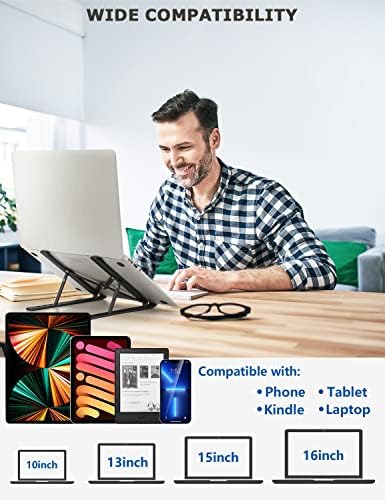 עמדת מחשב נייד ניידת של Phocar, מחברת טאבלט מתכווננת דוכן לאייפד, MacBook Pro, מחשב נייד שולחן נייד מעמד קירור מתקפל עמדת MacBook, Dell,