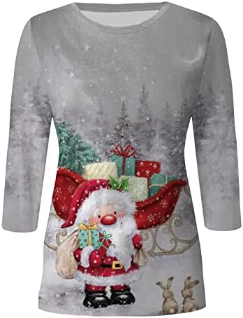סווטשירט סווטשירט חמוד של O-Neck הדפס חג מולד חולצות שרוול ארוך חולצות לנשים סווטשירטים בסך הכל לנשים לנשים