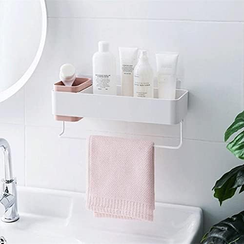 EMISOO מדף מקלחת מדף אמבטיה מדף קיר דבק מתלה עם כלי קול קולב פינת מדף מקלחת מדף מטבח מתלה.