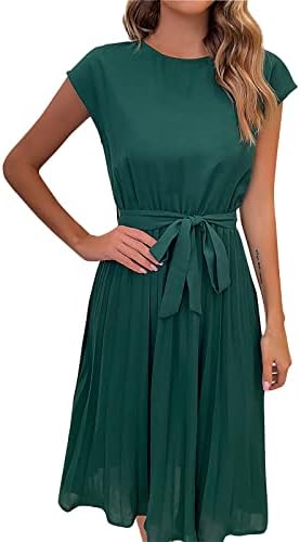 שמלות חוף נוקמופו לנשים מכסות אופנה באביב טוניקה קפלים צוואר עגול מודפס שמלת שרוול קצר