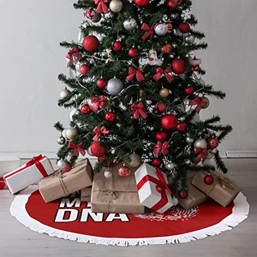 זה ב- DNA שלי שיקגו דגל עץ חג המולד חצאית עץ חג המולד מחצלת קישוטי ציצים לקישוטים למסיבת חג 30/36/48 אינץ '
