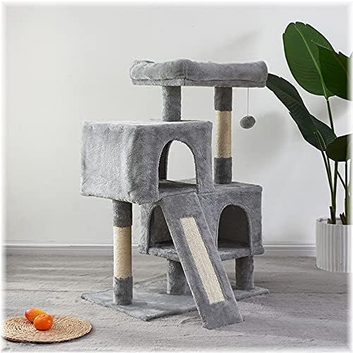 חתול מגדל, 34.4 סנטימטרים חתול עץ עם גירוד לוח, 2 יוקרה דירות, חתול תקרת עץ, יציב וקל להרכיב, עבור חתלתול, חיות מחמד, מקורה פעילות מרגיע,