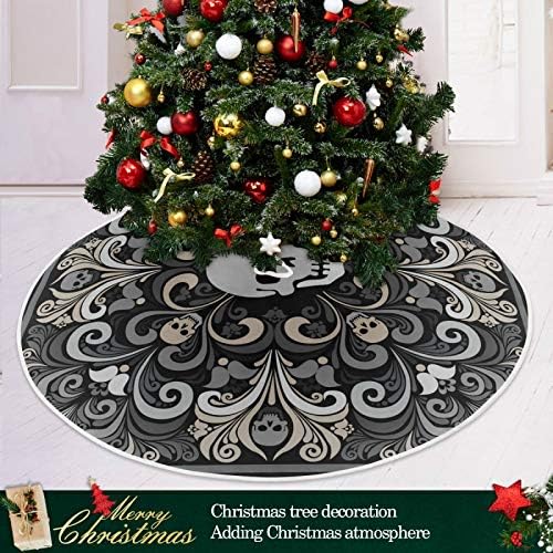 קישוט חצאית עץ חג המולד של Alaza, קישוט חצאית מיני עץ מיני קטן 35.4 אינץ 'עם פרחים וגולגול