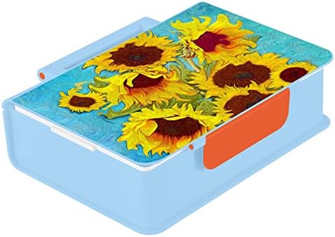 Alaza Sunflowers הדפס פרח פרח פרחוני בנטו קופסת ארוחת צהריים BPA ללא דליפה מכולות ארוחת צהריים עם מזלג וכף, 1 חתיכה