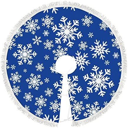 חצאית עץ חג המולד גדולה מרקם פתיתי שלג כחול לבן 48 אינץ