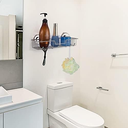 PDGJG קיר אמבטיה רכוב מתלה אחסון מקלחת נירוסטה מקלחת תליה סלסלת שמפו מחזיק מטבח מדף תיבול עם כוס יניקה