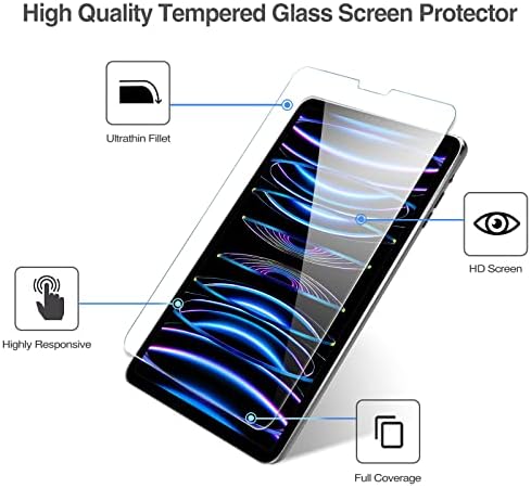 Procase iPad Pro 11 אינץ 'מגן מסך 2022 2021 2020 2018, שומר מסך מגן מזג זכוכית מזג עבור IPAD Pro 11 דור הראשון השלישי השני