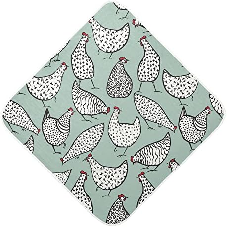 VVFELIXL מגבת ברדס ברדס תרנגולות לבנות סופגות מגבות לתינוקות כותנה מגבת רחצה רכה לתינוק, פעוט 35x35 אינץ 'ירוק עוף