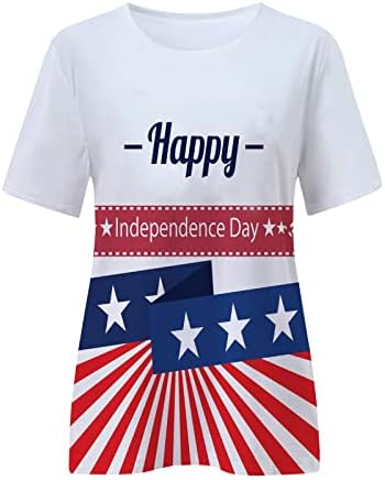 נשים עצמאות יום הדפסת חולצת טי אמריקאי דגל גרפי טיז מזדמן רגיל בכושר חולצה 4 יולי פטריוטי חולצות