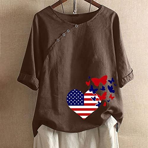 4 ביולי חולצות חולצות לנשים שרוול קצר חולצת טריקו פסים דגל אמריקאי עניבה צבע פטריוטית חולצות טי