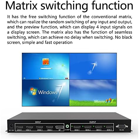 2x2 קיר וידאו 4x4 חלקה של HDMI Matrix Switcher מעבד 4K60Hz 1x3, 3x1, 1x4, 4x1, שחבור, מכונה מטריצה ​​All-in-One, מיתוג חינם עם בקר קיר